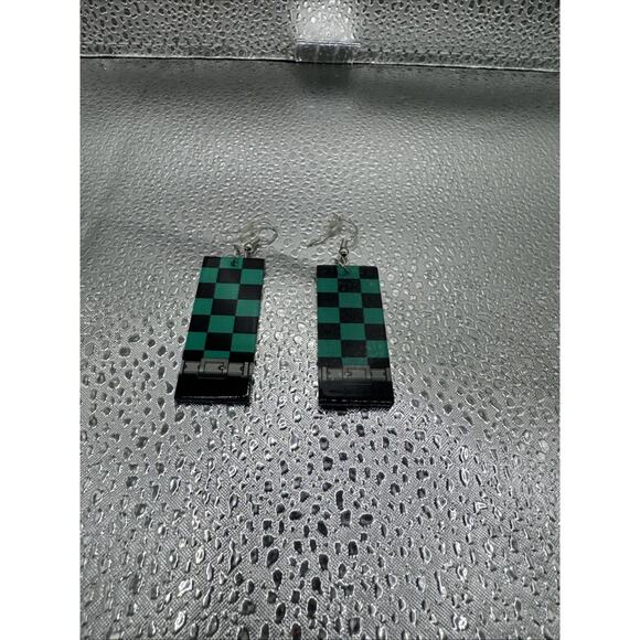 Does not apply Jewelry - Demon Slayer Infinity Castle Tanjiro Earrings Anime Hanafuda Cosplay Drop